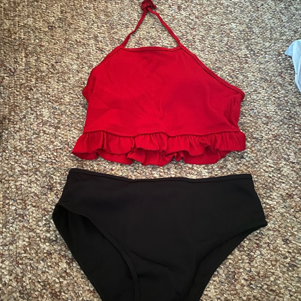 XL Zaful red and black bikini